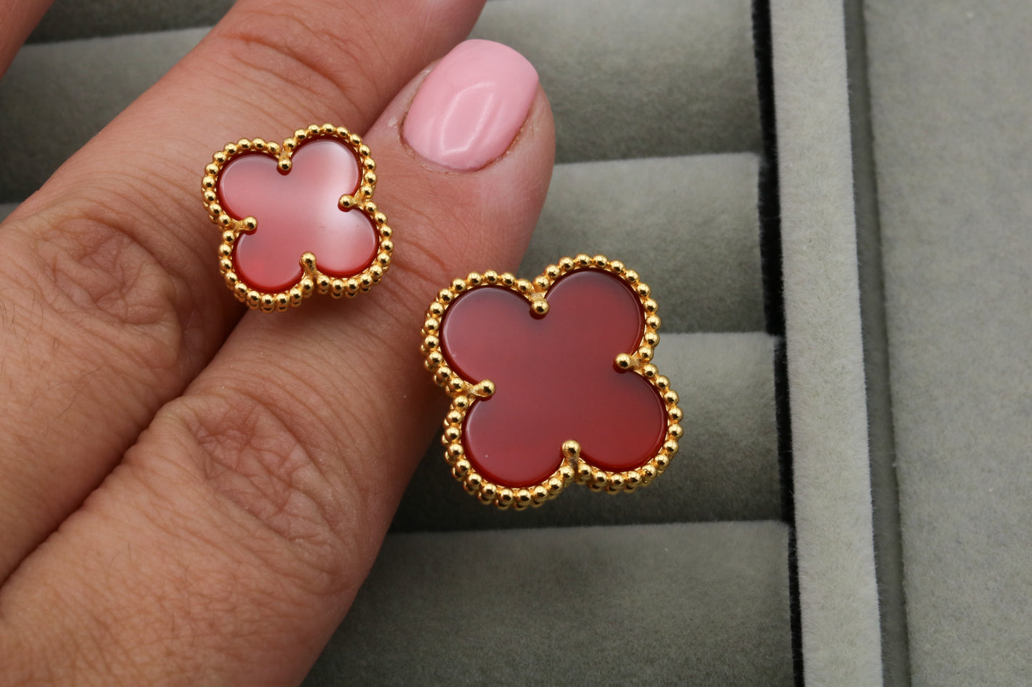 Gemstone Clover Open ring 925 silver 18k gold plated open ring