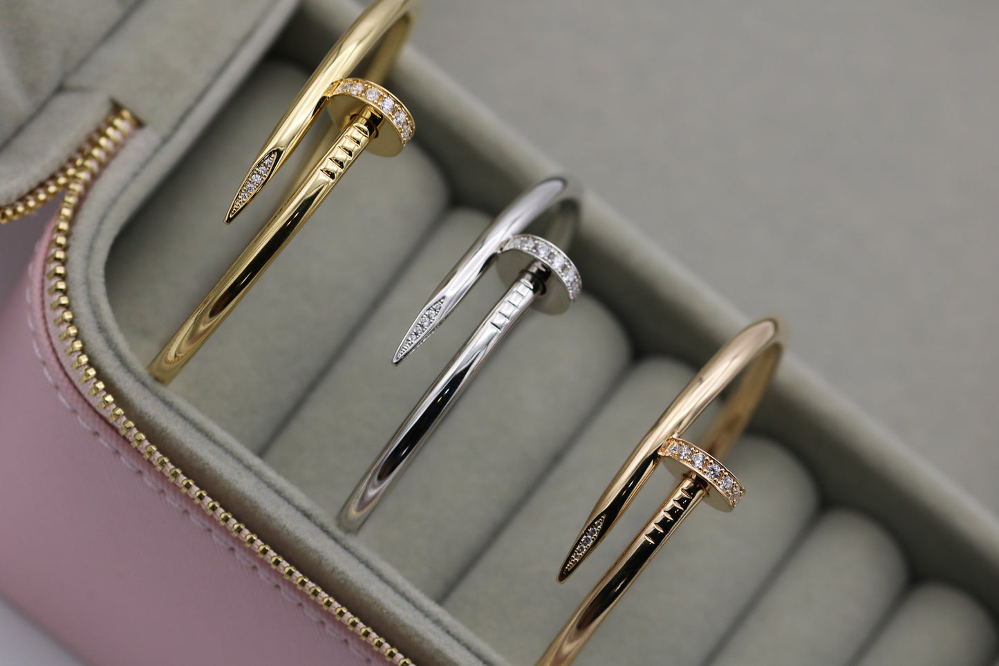 CZ Fashion Nail bangle bracelet 925 silver 18k gold plated