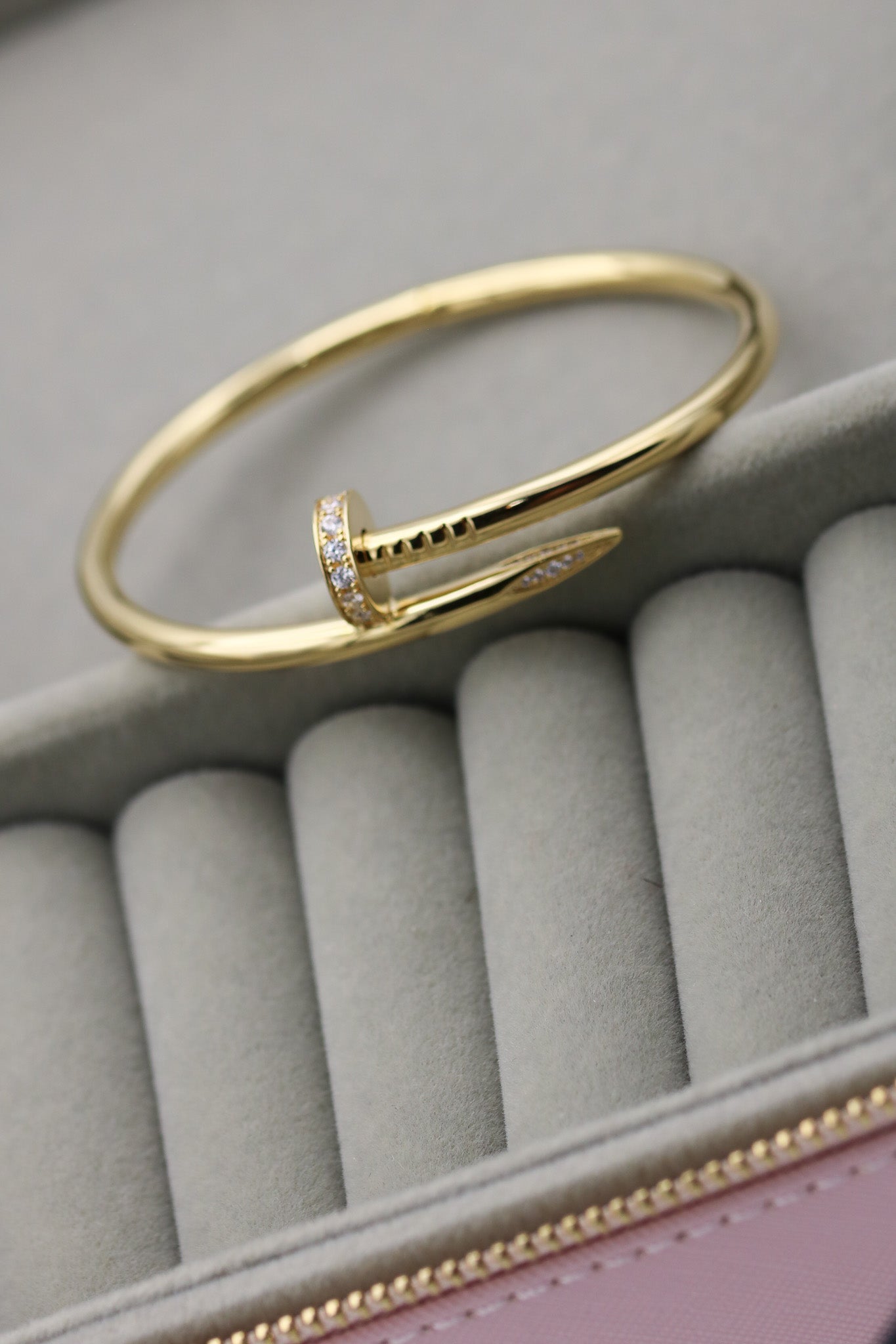 CZ Fashion Nail bangle bracelet 925 silver 18k gold plated