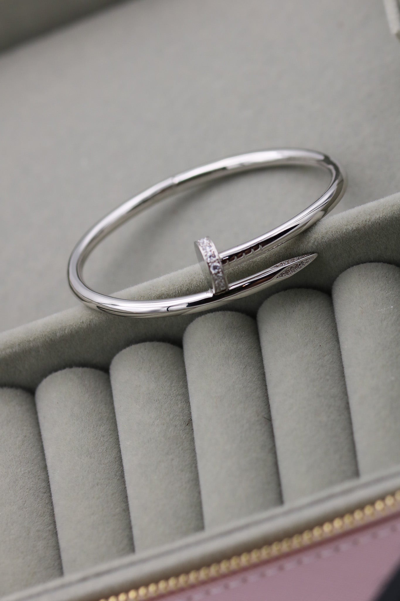 CZ Fashion Nail bangle bracelet 925 silver 18k gold plated