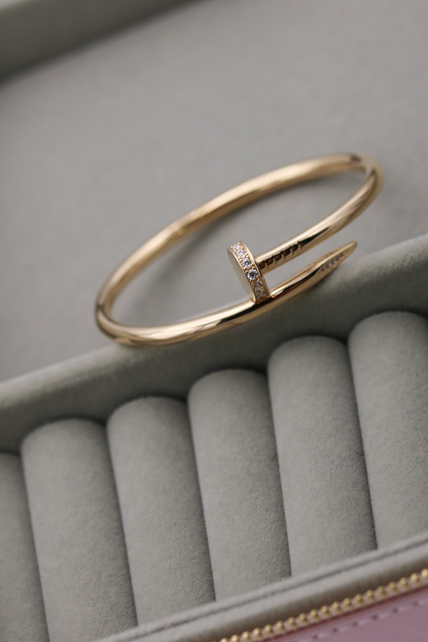 CZ Fashion Nail bangle bracelet 925 silver 18k  gold plated