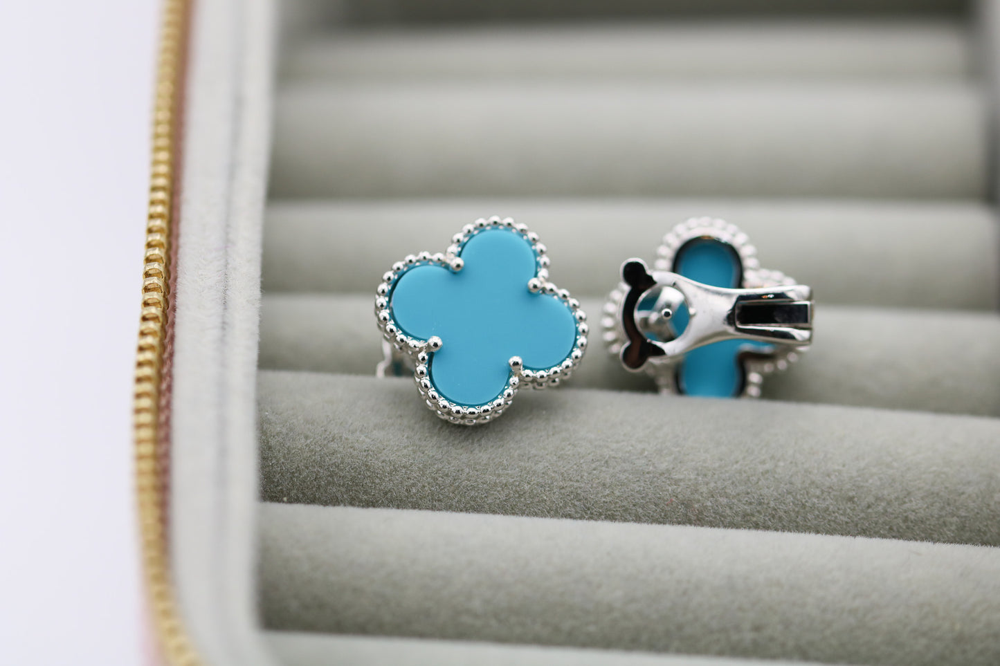 Turquoise  earrings 925 silver 18k white gold plated