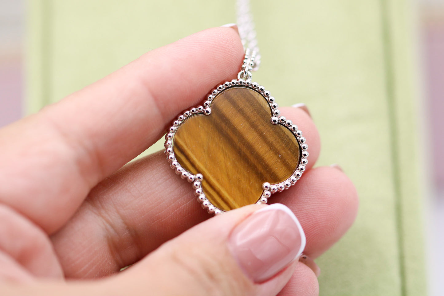 Magic 25mm clover pendant necklace 925 silver 18k white gold plated