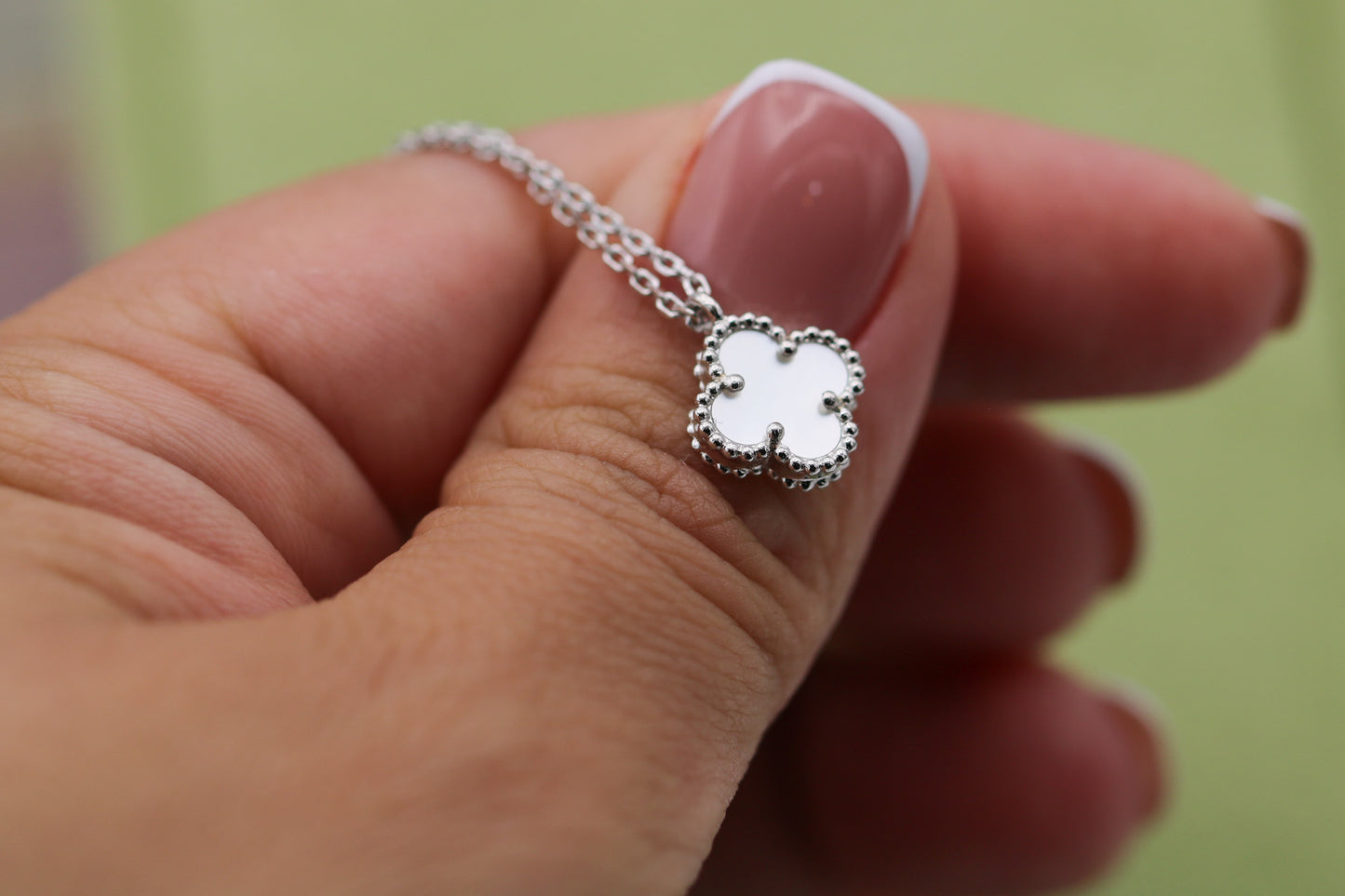 Sweet One clover necklace 10mm clover size 925 silver 18k white gold plated