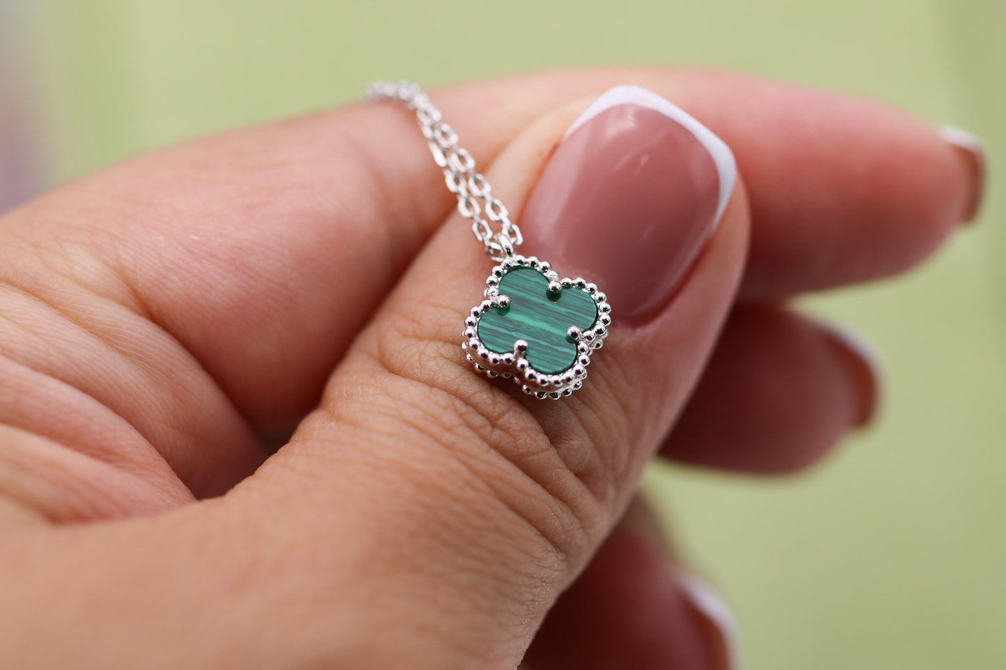 Sweet One clover necklace 10mm clover size 925 silver 18k white gold plated