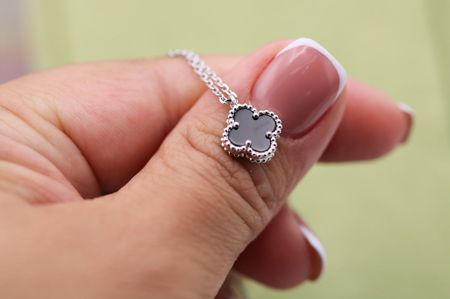 Sweet One clover  necklace 10mm clover size 925 silver 18k white gold plated