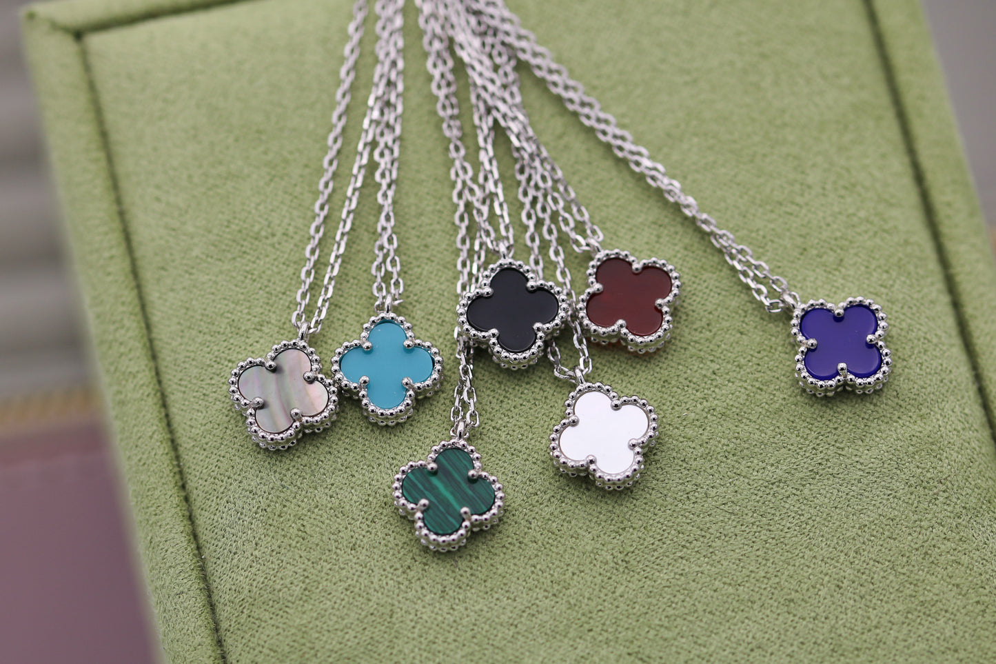 Sweet One clover necklace 10mm clover size 925 silver 18k white gold plated