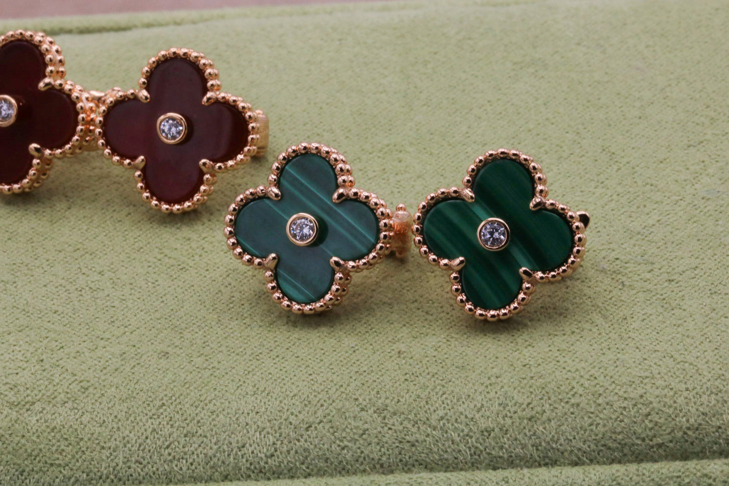 CZ & gemstone earrings 925 silver 18k rose gold plated