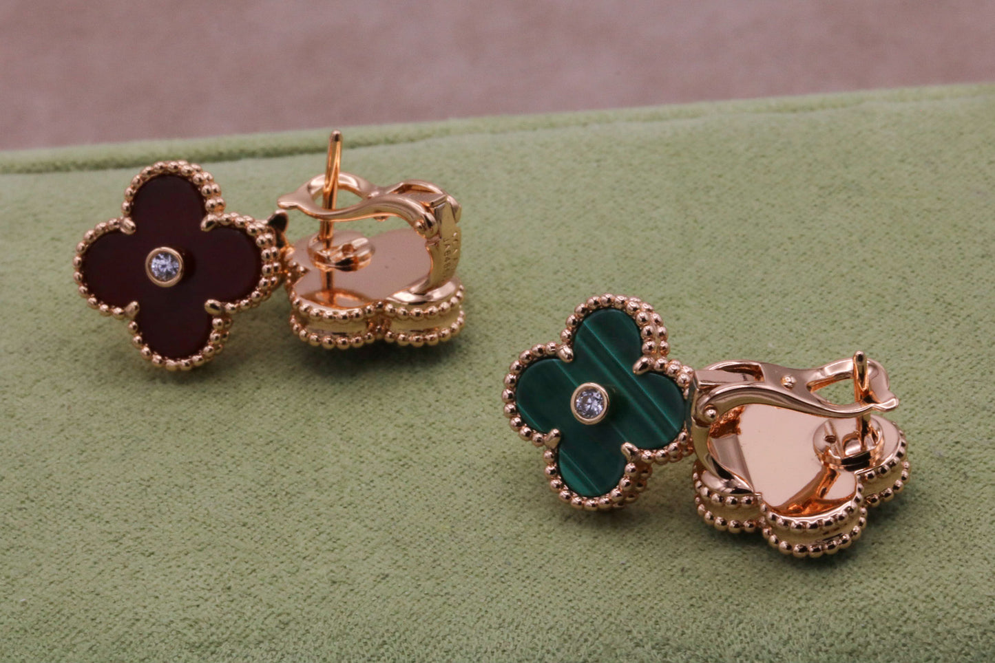 CZ & gemstone earrings 925 silver 18k rose gold plated