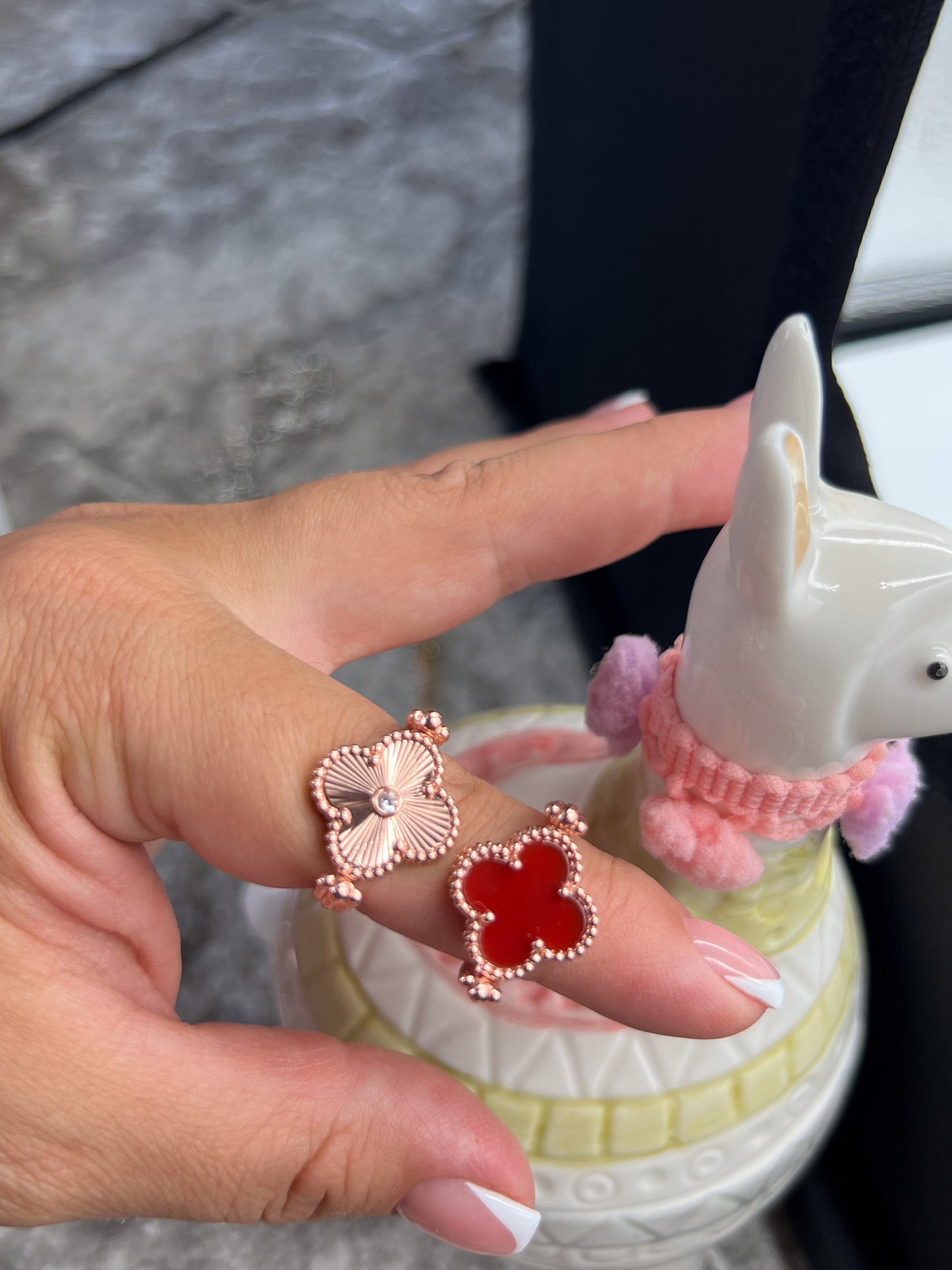 Guillioche & Carnelian Reversible ring 925 silver 18k rose gold plated