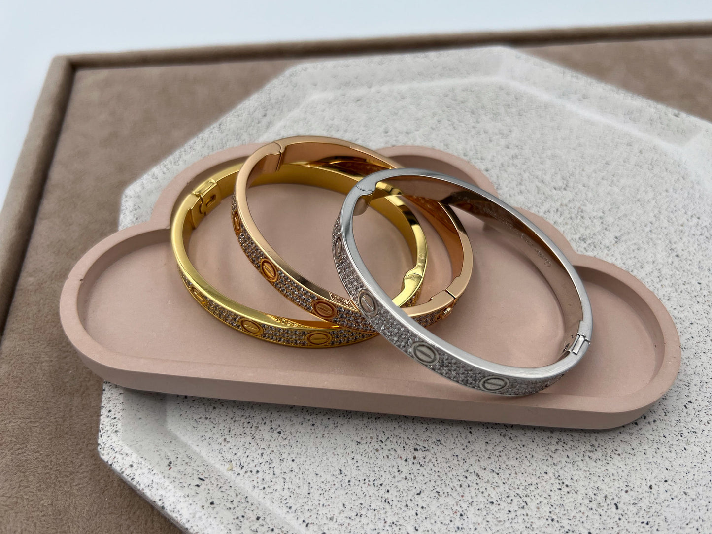 Fashion CZ bangle bracelet 925 silver 18k gold plated