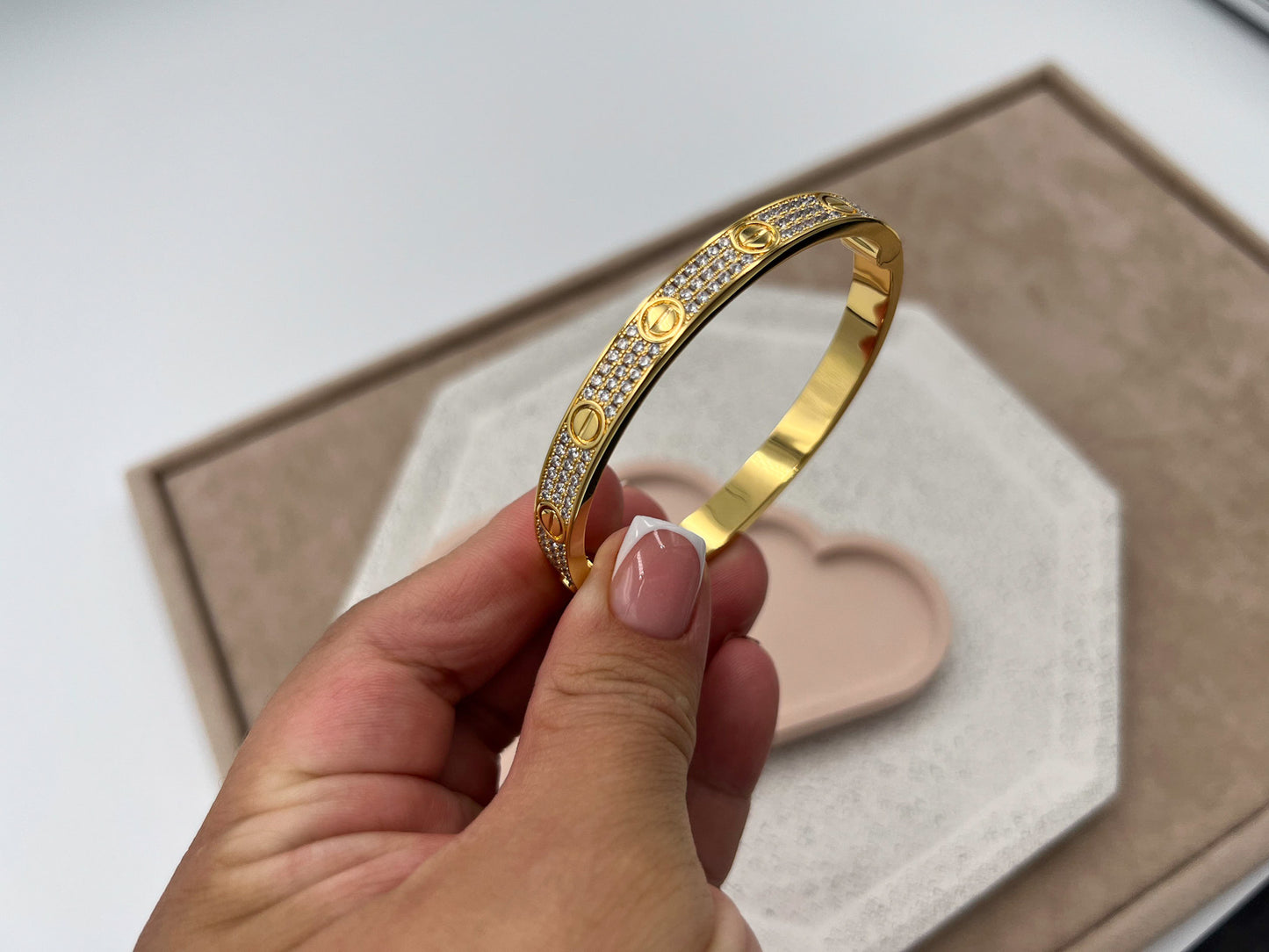 Fashion CZ bangle bracelet 925 silver 18k gold plated