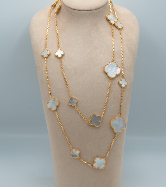 Mother of pearl 16 motif necklace 925 silver 18k gold plated