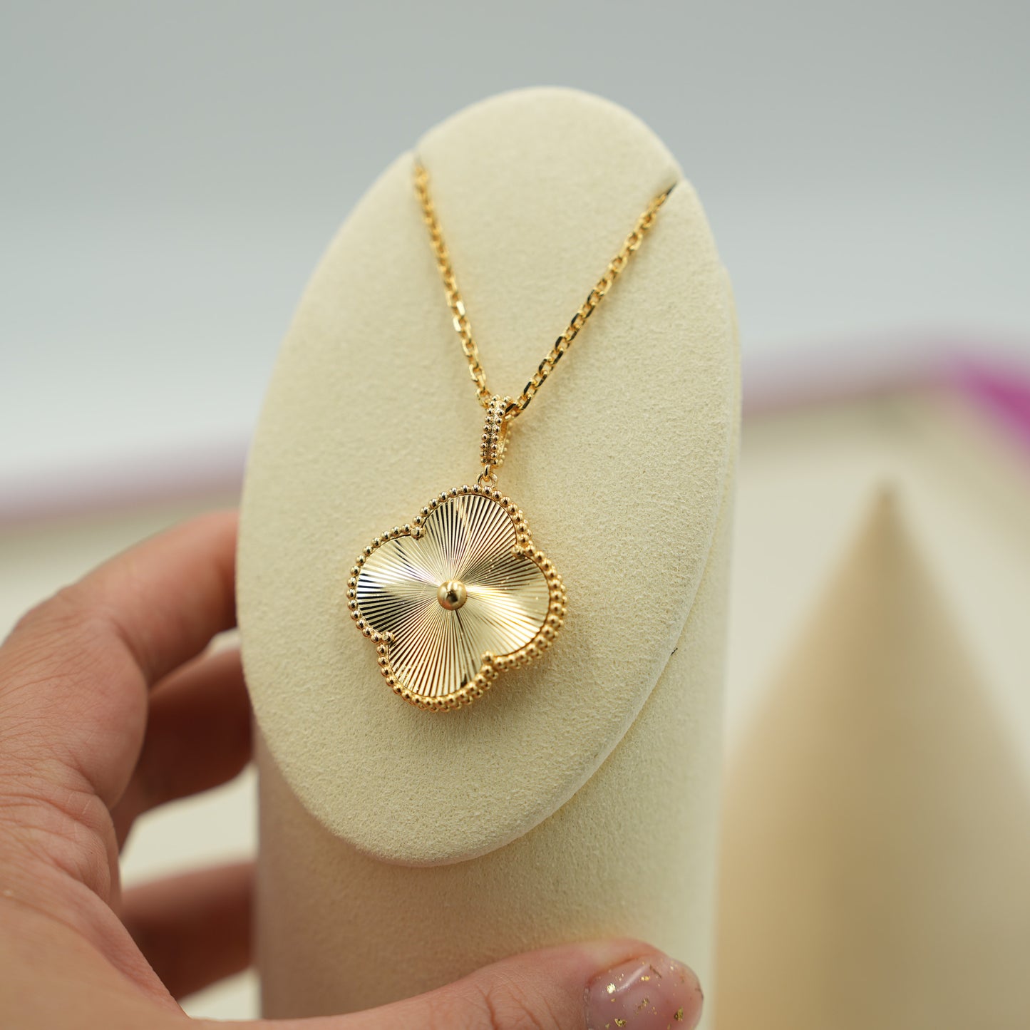 Guillioche magic 25mm clover necklace 15mm clover size 925 silver 18k gold plated