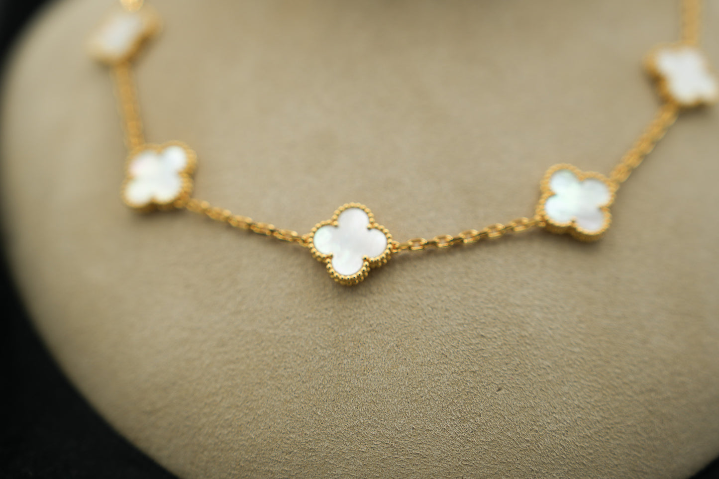 10 motif mother of pear clover necklace 925 silver 18k gold plated