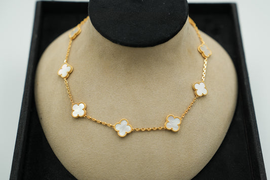 10 motif mother of pear clover necklace 925 silver 18k gold plated