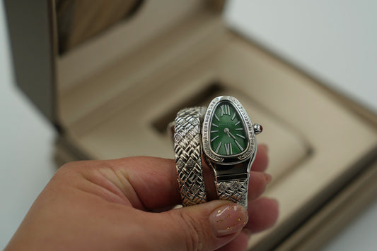 Green Dial CZ Strap Serpenti watch quartz watch silver color