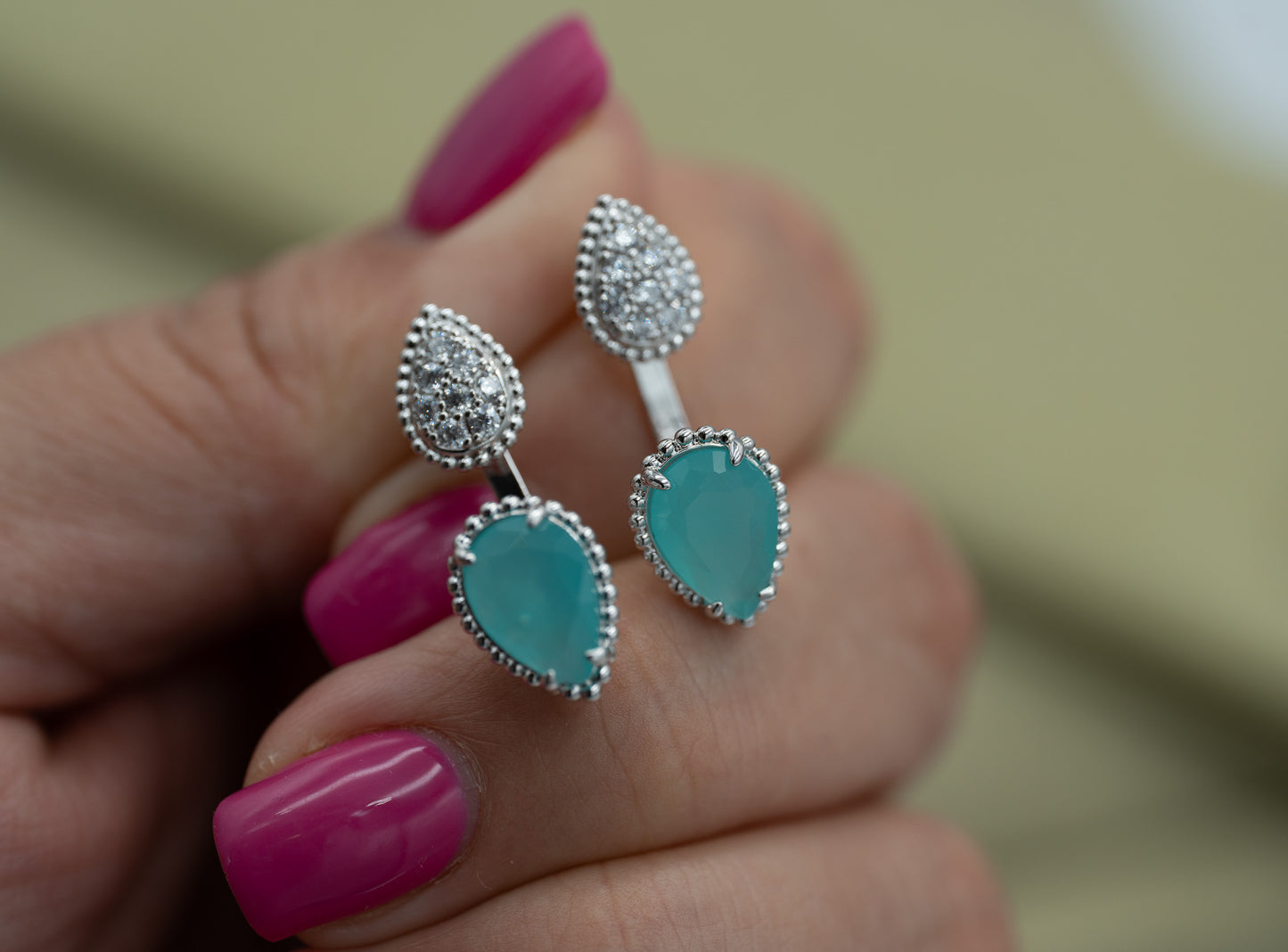 Boucheron teardrop earrings 925 silver 18k white gold plated