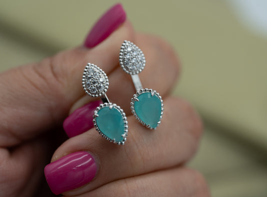 Boucheron teardrop earrings 925 silver 18k white gold plated
