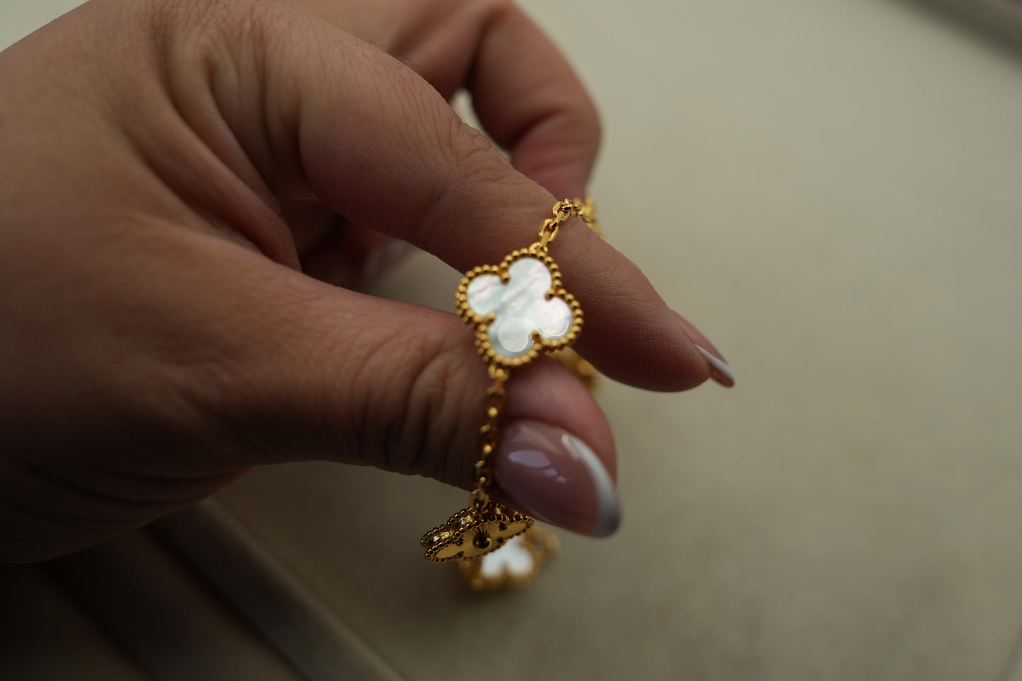 mother of pearl and guillioche bracelet 925 silver 18k gold plated