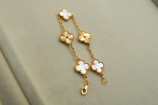 mother of pearl and guillioche bracelet 925 silver 18k gold plated