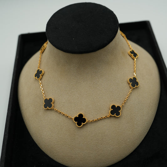 10 motif onyx necklace 925 silver 18k gold plated