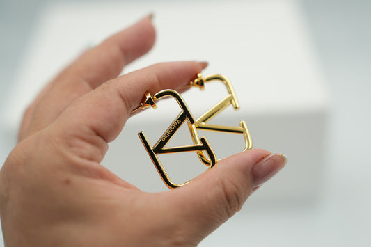 V Hoop earrings 925 silver 18k gold plated
