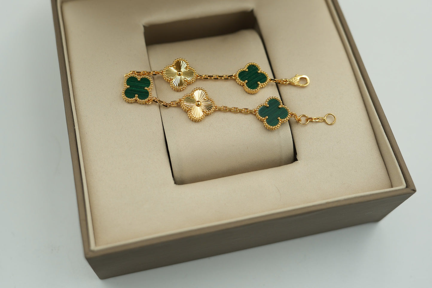 Malachite & guillioche clover bracelet 925 silver 18k gold plated vca bracelet