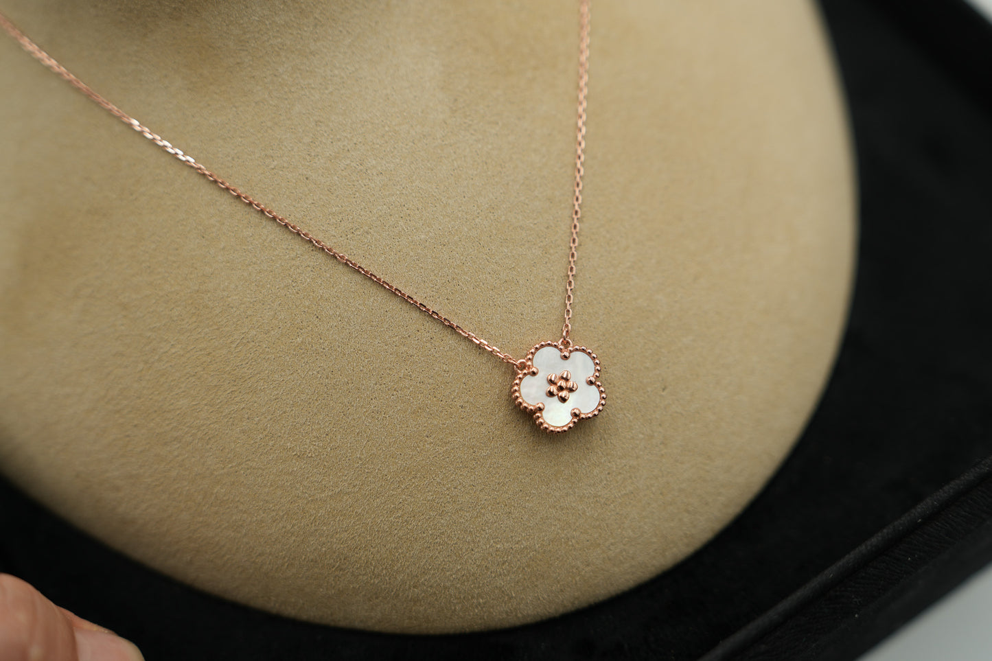 Lucky Spring Blossom clover necklace 15mm clover size 925 silver 18k roseg old plated