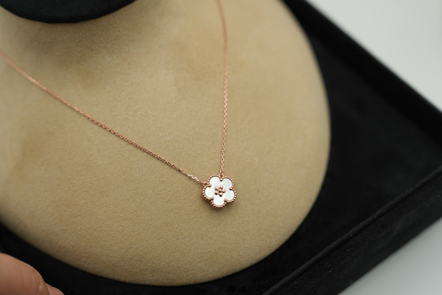 Lucky Spring Blossom clover necklace 15mm clover size 925 silver 18k roseg old plated