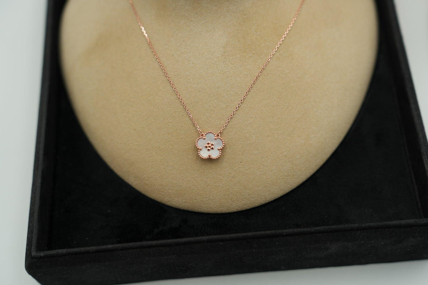 Lucky Spring Blossom clover necklace 15mm clover size 925 silver 18k roseg old plated