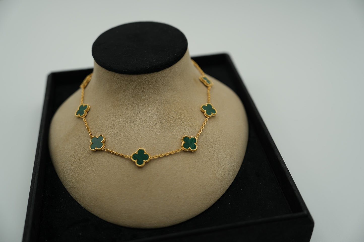 Malachite 10 motif necklace 925 silver 18k  gold plated