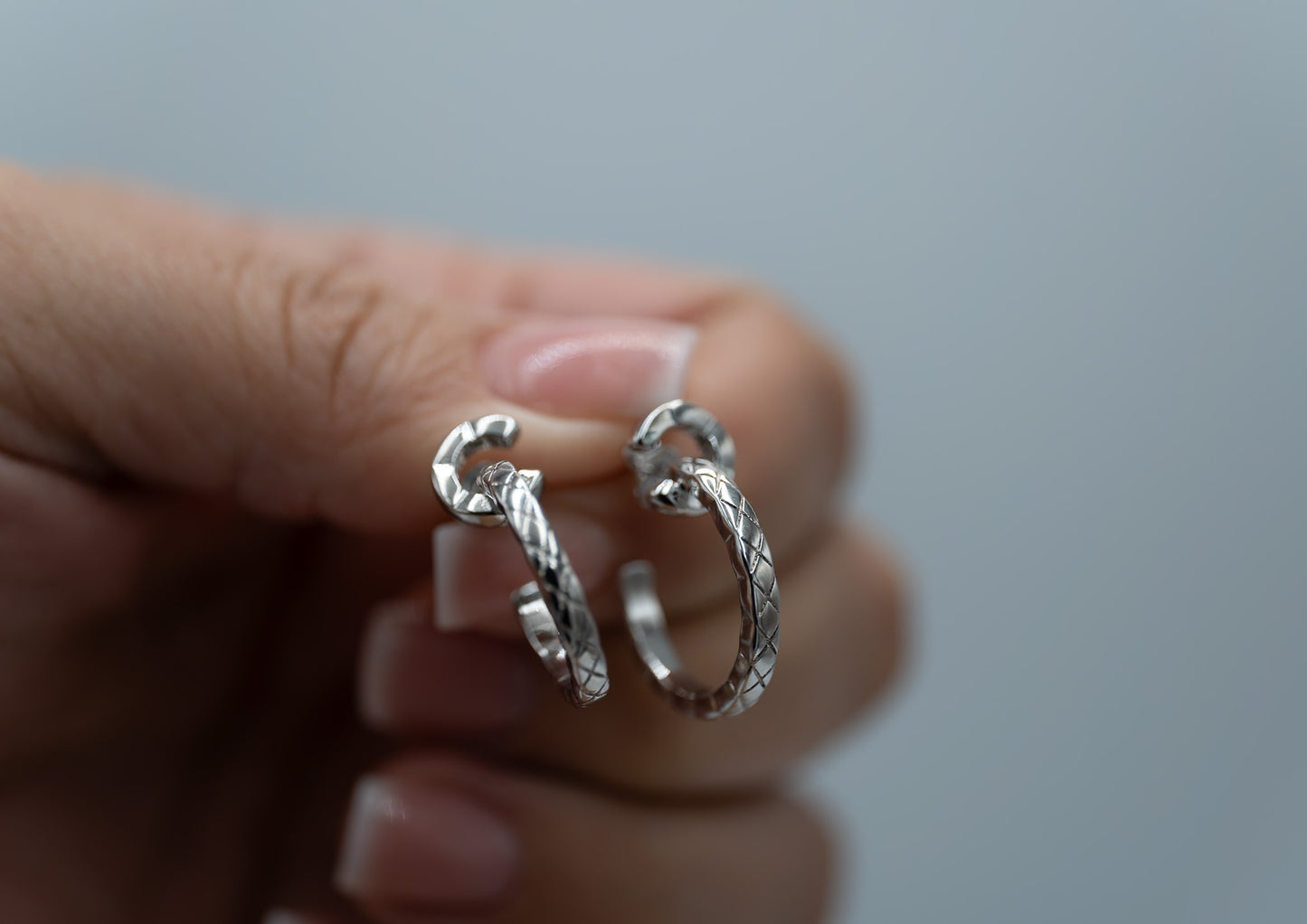 Coco Crush hoop earrings 925 silver 18k white gold plated