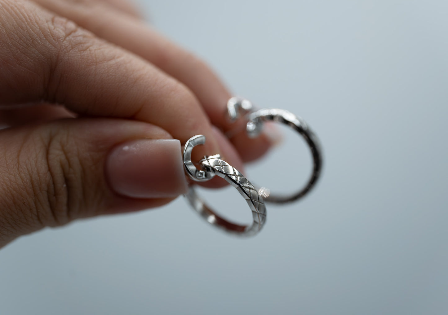Coco Crush hoop earrings 925 silver 18k white gold plated