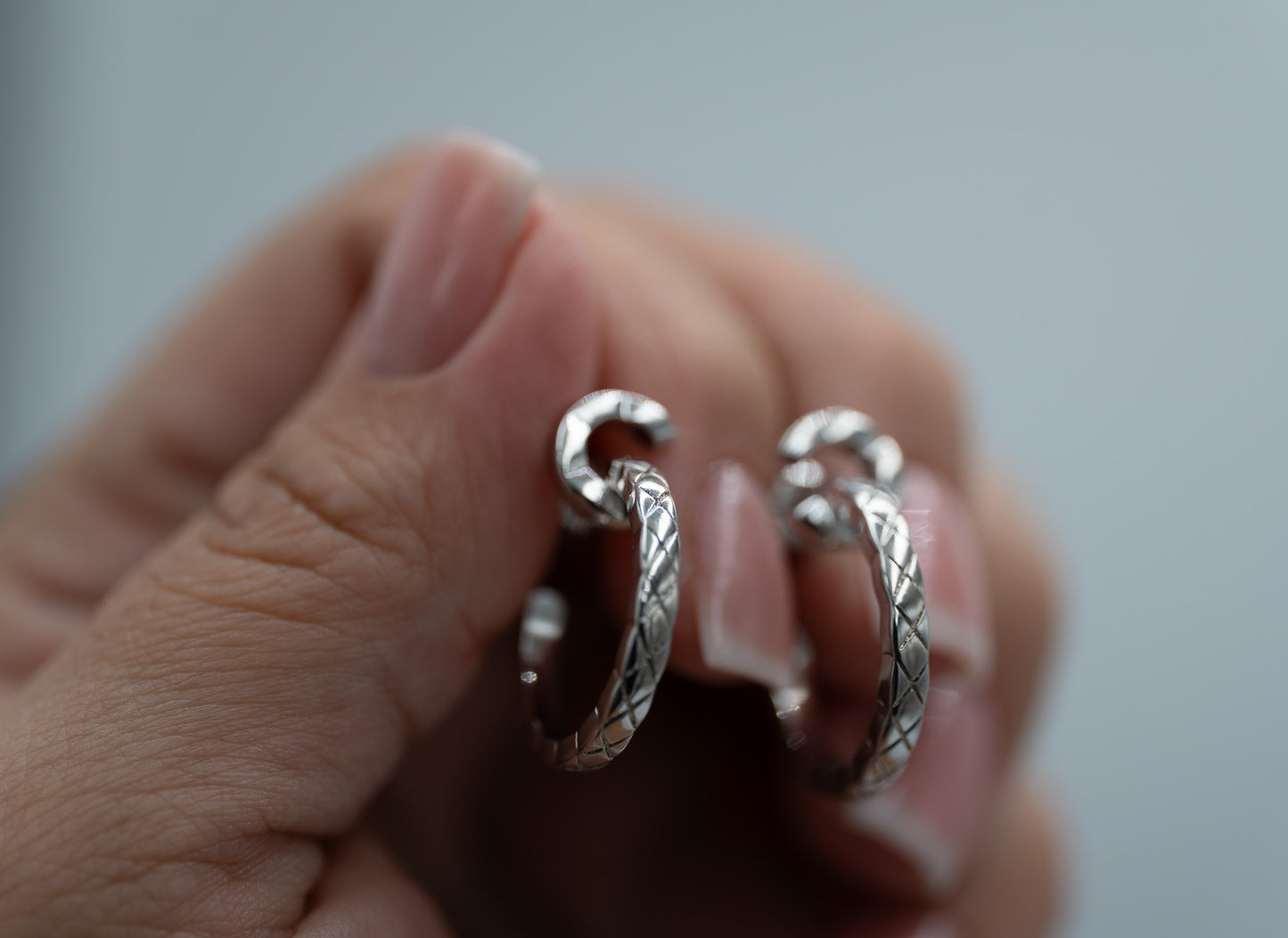 Coco Crush hoop earrings 925 silver 18k white gold plated