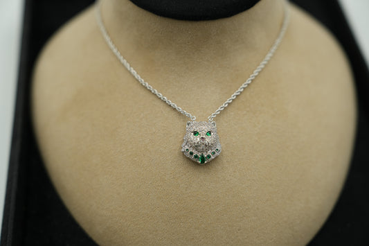 Luxury Cat necklace 925 silver 18k white gold plated