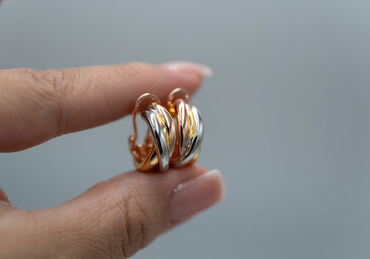Trinity hoop earrings 925 silver 18k gold plated