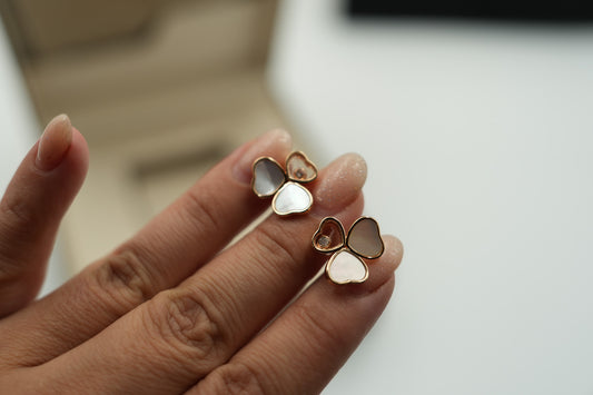 Mother of pearl Clover earrings 925 silver 18k gold plated