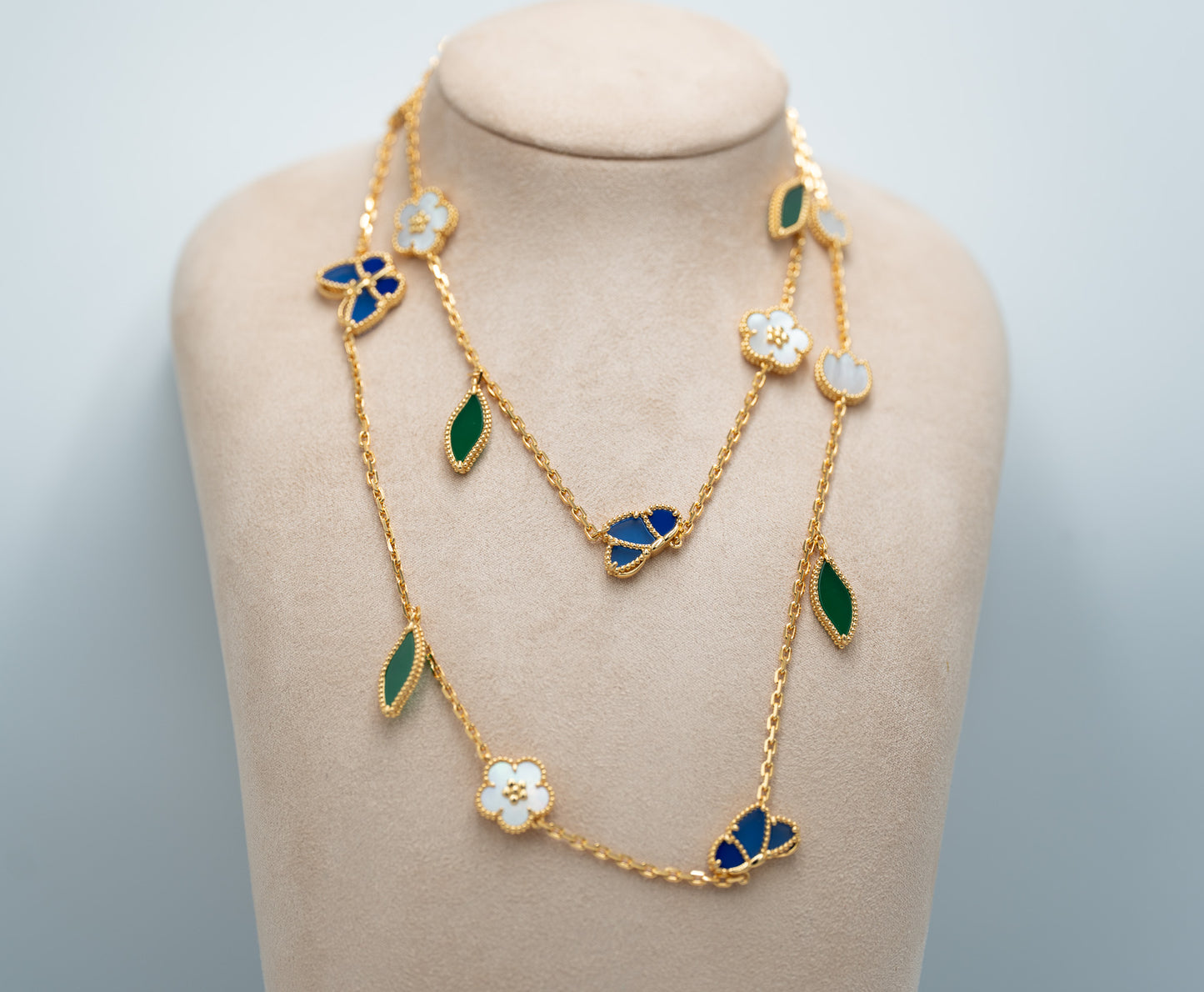 Lucky Spring Plum Blossom clover necklace 925 silve 18k gold plated