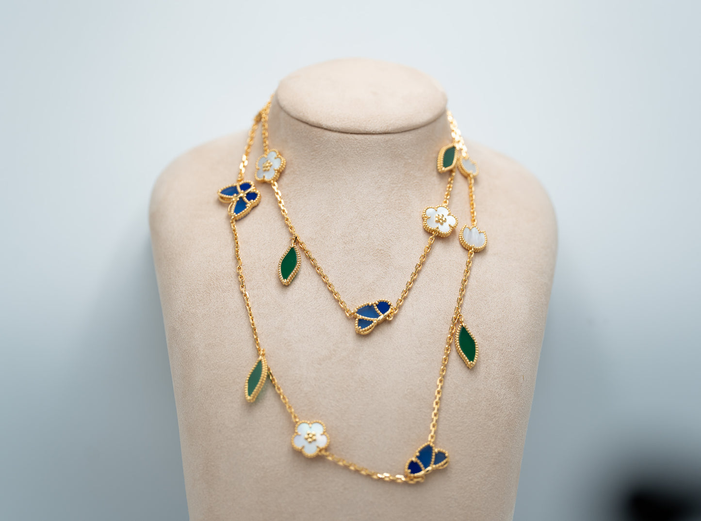 Lucky Spring Plum Blossom clover necklace 925 silve 18k gold plated
