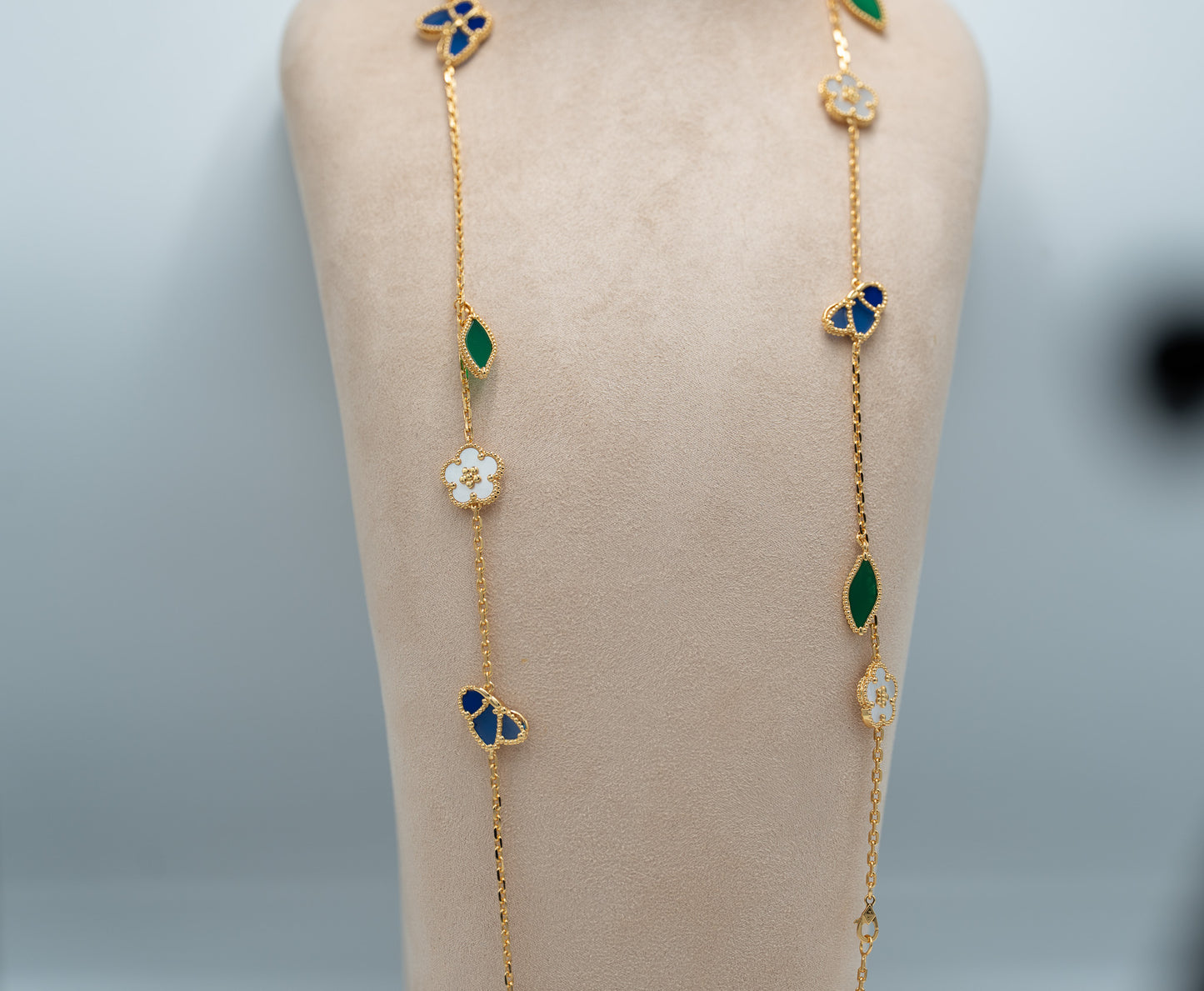 Lucky Spring Plum Blossom clover necklace 925 silve 18k gold plated