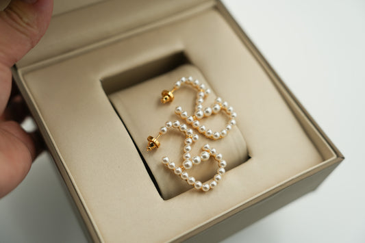 Hoop Pearl earrings 925 silver 18k gold plated