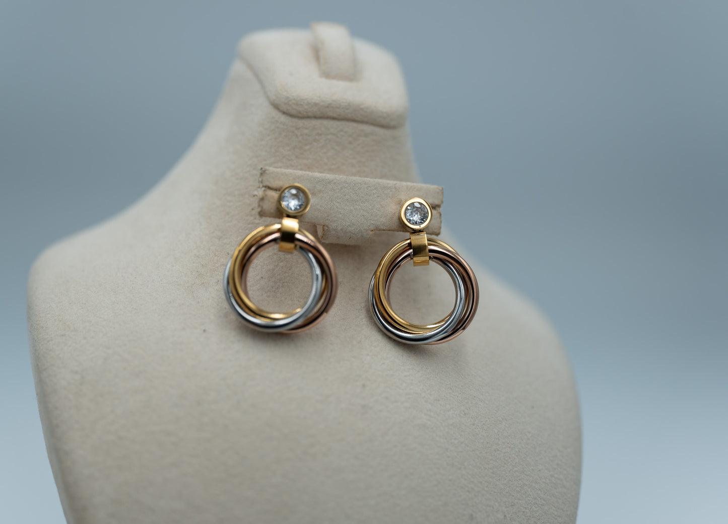 Trinity hoop earrings 925 silver 18k gold plated