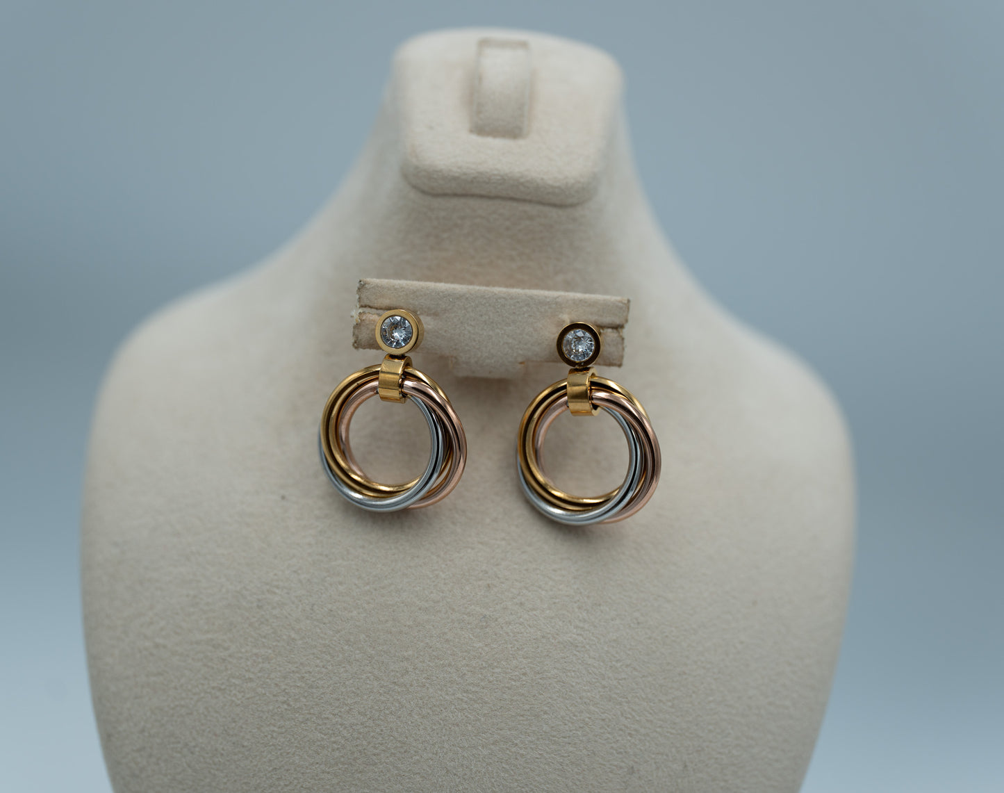Trinity hoop earrings 925 silver 18k gold plated