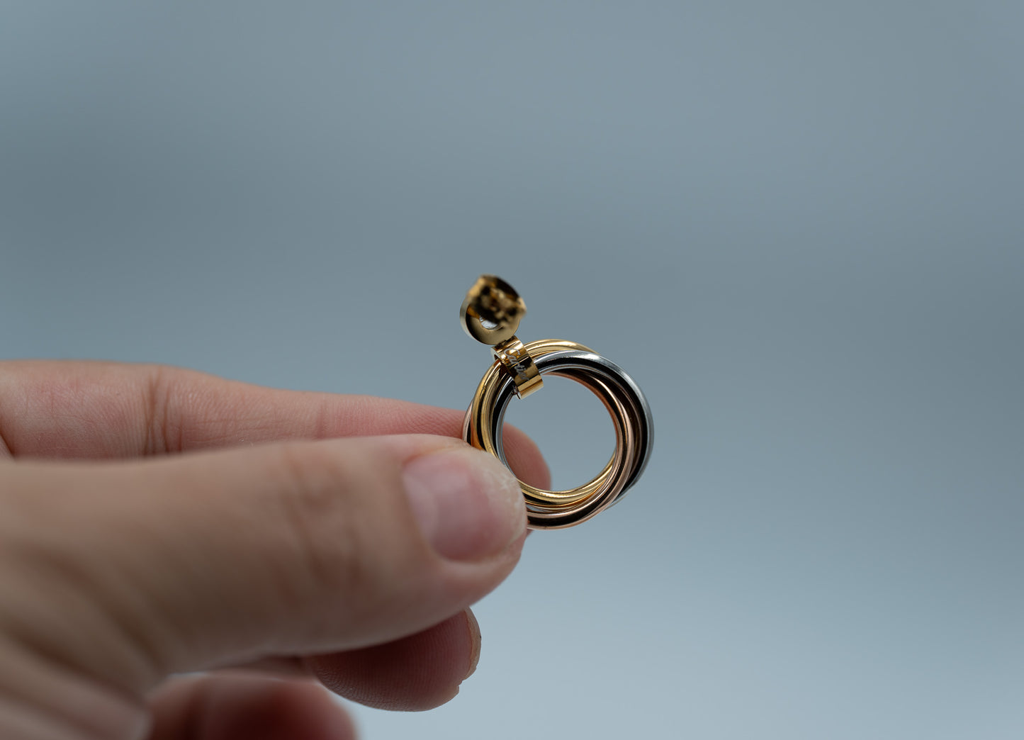 Trinity hoop earrings 925 silver 18k gold plated