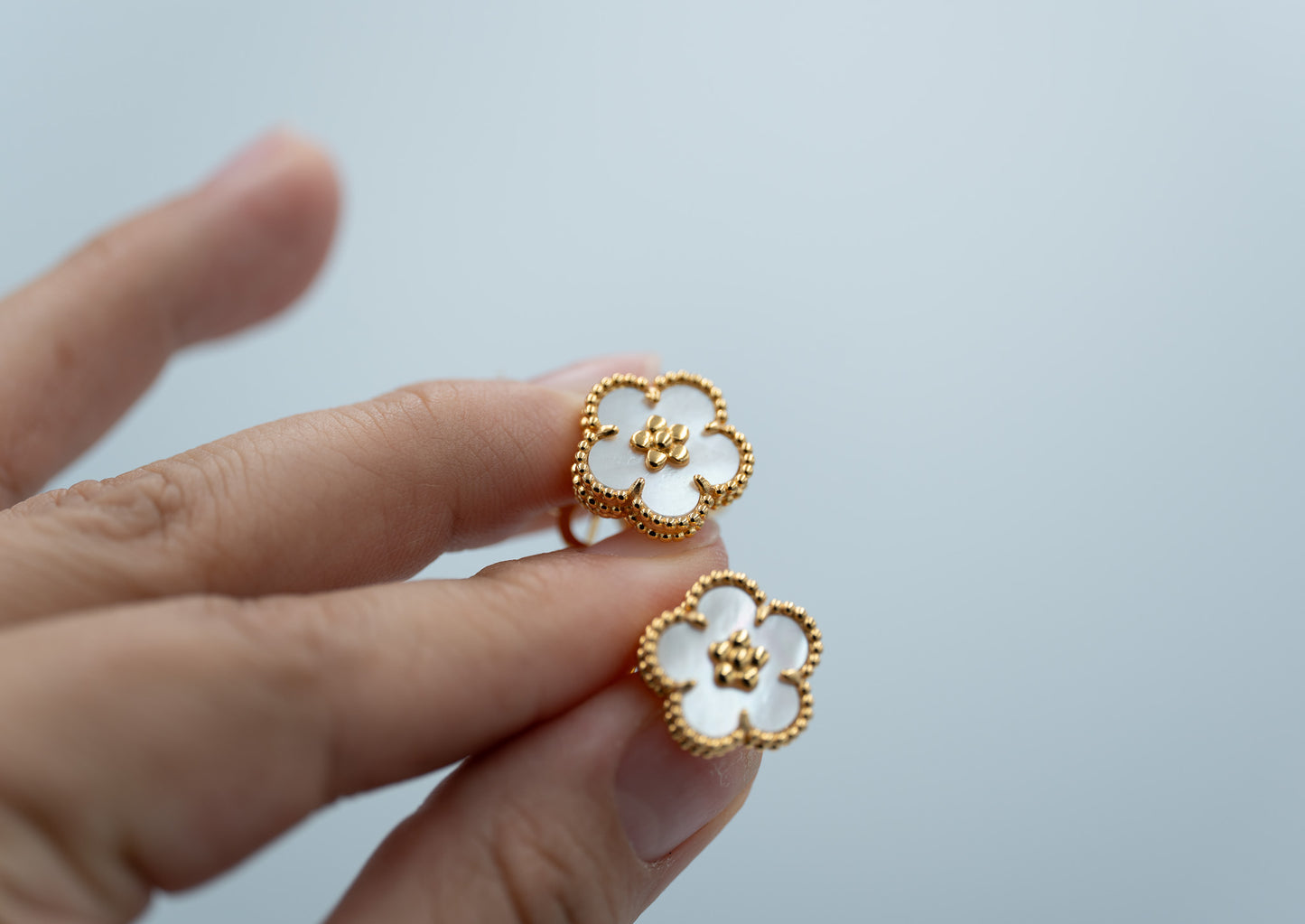 Lucky spring plum blossom earrings 925 silver 18k  gold plated