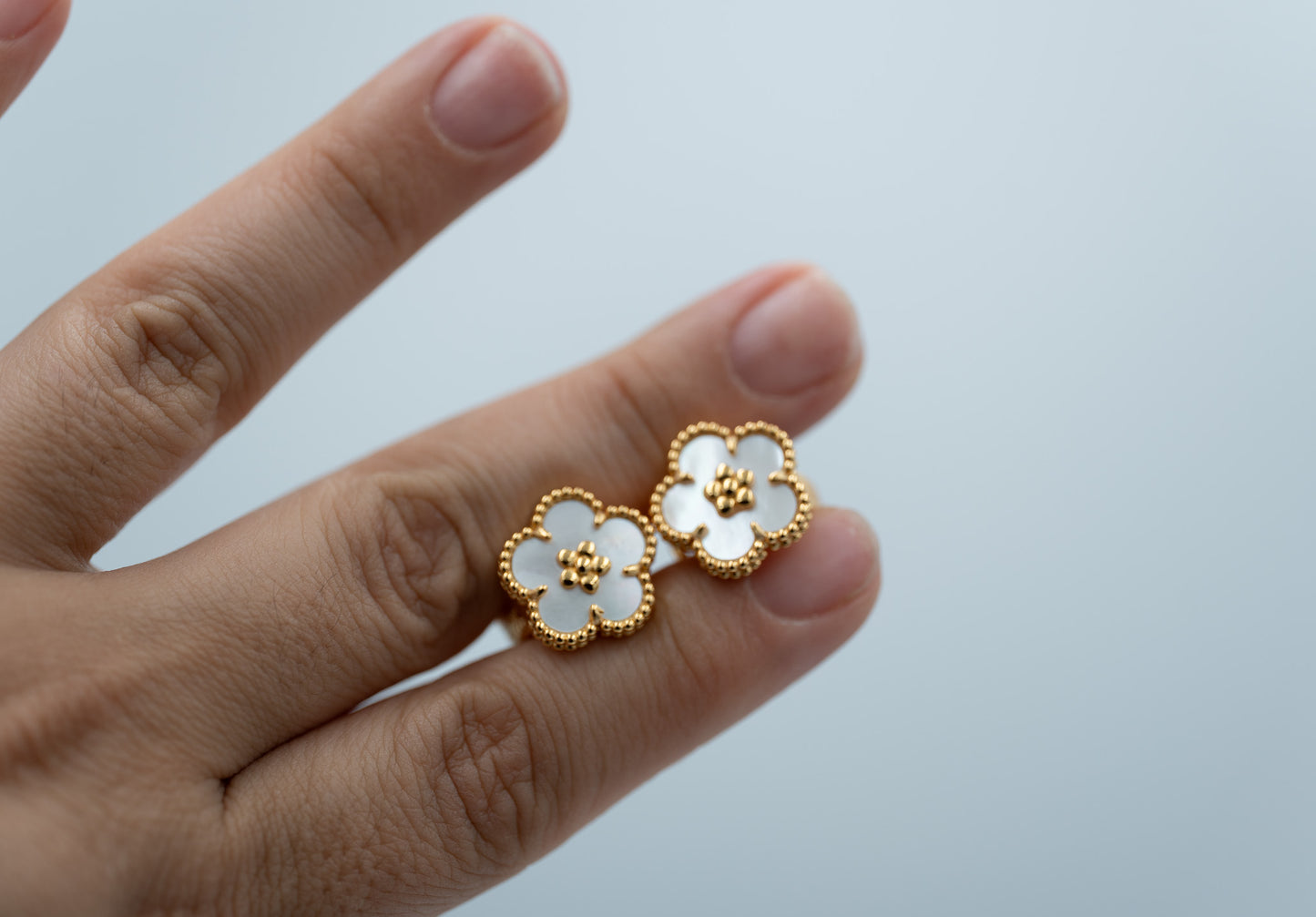 Lucky spring plum blossom earrings 925 silver 18k  gold plated