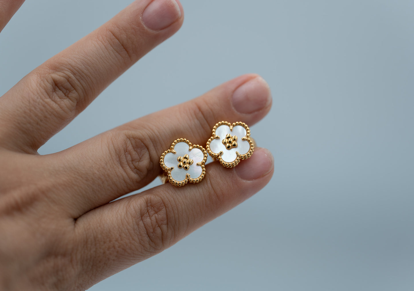 Lucky spring plum blossom earrings 925 silver 18k  gold plated