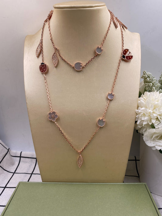 Lucky Spring Plum Blossom clover necklace 925 silve 18k rose gold plated