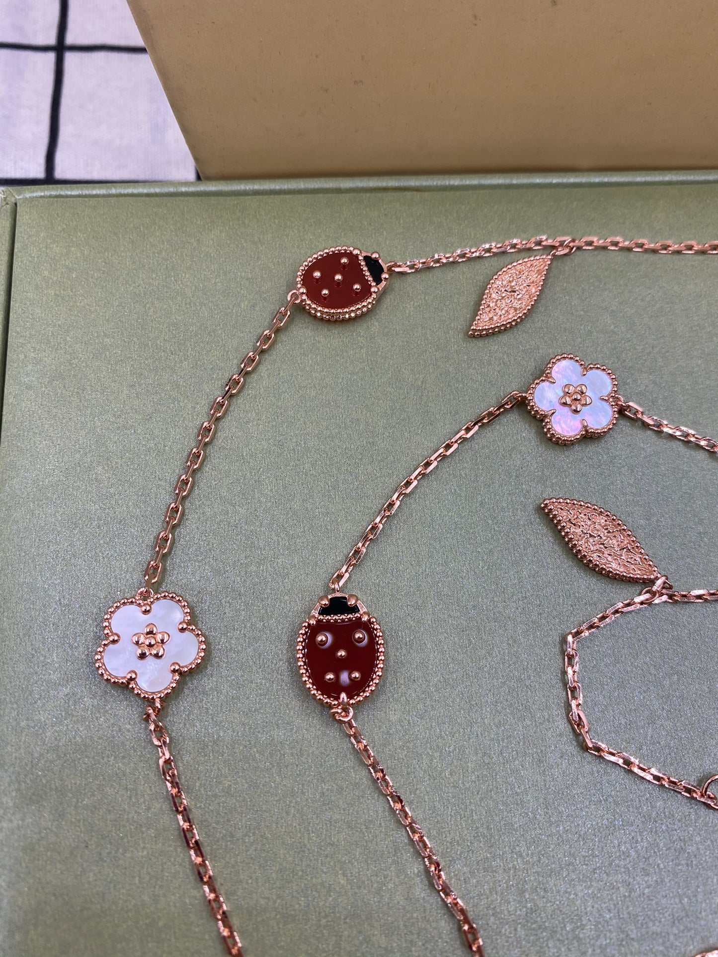 Lucky Spring Plum Blossom clover necklace 925 silve 18k rose gold plated